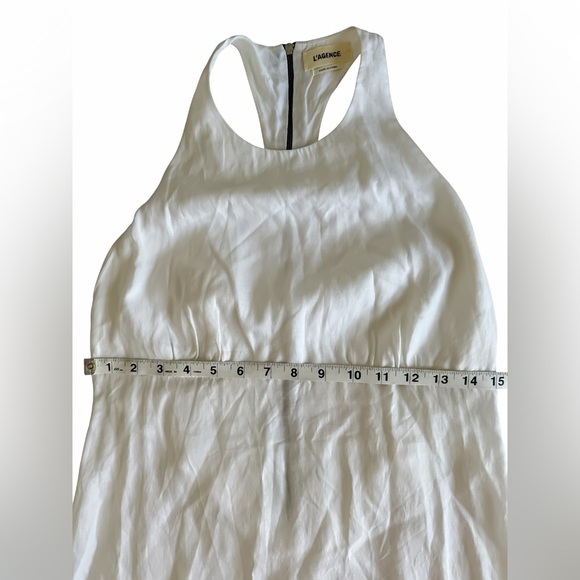 L’AGENCE White Halter Maxi Dress Size 4 | Cupro Cotton Blend | Elegant Racerback - Picture 6 of 8
